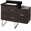 American Imaginations AI-18787 37.75-in. W Floor Mount Dawn Grey Vanity Set For 3H8-in. Drilling Black Galaxy Top White UM Sink