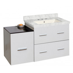 American Imaginations AI-18797 37.75-in. W Wall Mount White Vanity Set For 3H8-in. Drilling Bianca Carara Top Biscuit UM Sink
