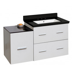 American Imaginations AI-18808 37.75-in. W Wall Mount White Vanity Set For 3H8-in. Drilling Black Galaxy Top White UM Sink
