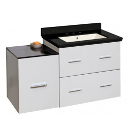 American Imaginations AI-18809 37.75-in. W Wall Mount White Vanity Set For 3H8-in. Drilling Black Galaxy Top Biscuit UM Sink