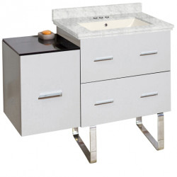 American Imaginations AI-18820 37.75-in. W Floor Mount White Vanity Set For 3H4-in. Drilling Bianca Carara Top Biscuit UM Sink