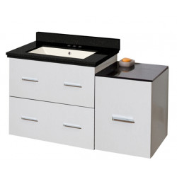 American Imaginations AI-18853 37.75-in. W Wall Mount White Vanity Set For 3H4-in. Drilling Black Galaxy Top Biscuit UM Sink