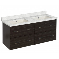 American Imaginations AI-18878 47.5-in. W Wall Mount Dawn Grey Vanity Set For 1 Hole Drilling Bianca Carara Top Biscuit UM Sink