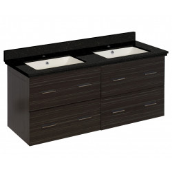 American Imaginations AI-18884 47.5-in. W Wall Mount Dawn Grey Vanity Set For 1 Hole Drilling Black Galaxy Top Biscuit UM Sink