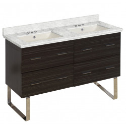 American Imaginations AI-18897 47.5-in. W Floor Mount Dawn Grey Vanity Set For 3H4-in. Drilling Bianca Carara Top Biscuit UM Sink