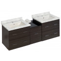 American Imaginations AI-18936 61.5-in. W Wall Mount Dawn Grey Vanity Set For 1 Hole Drilling Bianca Carara Top Biscuit UM Sink