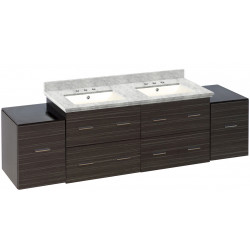 American Imaginations AI-19020 76-in. W Wall Mount Dawn Grey Vanity Set For 3H8-in. Drilling Bianca Carara Top Biscuit UM Sink