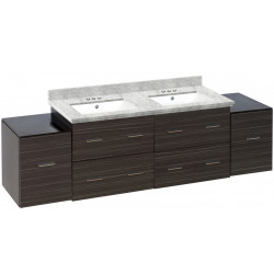 American Imaginations AI-19021 76-in. W Wall Mount Dawn Grey Vanity Set For 3H4-in. Drilling Bianca Carara Top White UM Sink