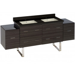 American Imaginations AI-19039 75.5-in. W Floor Mount Dawn Grey Vanity Set For 1 Hole Drilling Black Galaxy Top Biscuit UM Sink