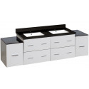 American Imaginations AI-19053 74-in. W Wall Mount White Vanity Set For 1 Hole Drilling Black Galaxy Top White UM Sink
