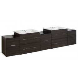 American Imaginations AI-19074 88.5-in. W Wall Mount Dawn Grey Vanity Set For 3H8-in. Drilling