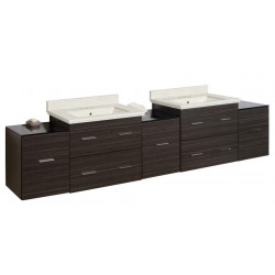 American Imaginations AI-19087 88.5-in. W Wall Mount Dawn Grey Vanity Set For 3H4-in. Drilling Biscuit UM Sink