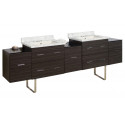 American Imaginations AI-19102 88.5-in. W Floor Mount Dawn Grey Vanity Set For 3H4-in. Drilling Bianca Carara Top Biscuit UM Sink