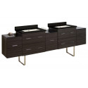 American Imaginations AI-19112 88.5-in. W Floor Mount Dawn Grey Vanity Set For 3H8-in. Drilling Black Galaxy Top Biscuit UM Sink
