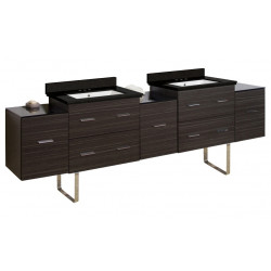 American Imaginations AI-19113 88.5-in. W Floor Mount Dawn Grey Vanity Set For 3H4-in. Drilling Black Galaxy Top White UM Sink