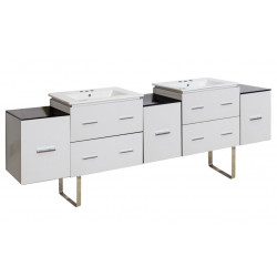 American Imaginations AI-19138 88.5-in. W Floor Mount White Vanity Set For 3H4-in. Drilling