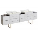 American Imaginations AI-19144 88.5-in. W Floor Mount White Vanity Set For 3H4-in. Drilling Bianca Carara Top Biscuit UM Sink