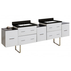 American Imaginations AI-19153 88.5-in. W Floor Mount White Vanity Set For 3H8-in. Drilling Black Galaxy Top White UM Sink