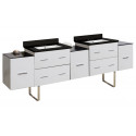 American Imaginations AI-19155 88.5-in. W Floor Mount White Vanity Set For 3H4-in. Drilling Black Galaxy Top White UM Sink