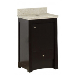 American Imaginations AI-19163 19.75-in. W Floor Mount Distressed Antique Walnut Vanity Set For Wall Mount Drilling Beige Top