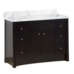 American Imaginations AI-19216 47.6-in. W Floor Mount Distressed Antique Walnut Vanity Set For 3H8-in. Drilling Bianca Carara Top White UM Sink