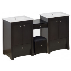 American Imaginations AI-19232 68.75-in. W Floor Mount Distressed Antique Walnut Vanity Set For 1 Hole Drilling