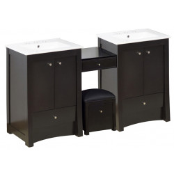 American Imaginations AI-19233 68.75-in. W Floor Mount Distressed Antique Walnut Vanity Set For 3H8-in. Drilling