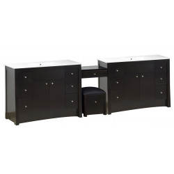 American Imaginations AI-19288 117.25-in. W Floor Mount Distressed Antique Walnut Vanity Set For 3H4-in. Drilling