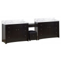 American Imaginations AI-19289 116.45-in. W Floor Mount Distressed Antique Walnut Vanity Set For 1 Hole Drilling Bianca Carara Top White UM Sink