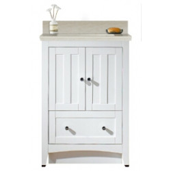 American Imaginations AI-19351 23.75-in. W Floor Mount White Vanity Set For 3H4-in. Drilling Beige Top Biscuit UM Sink