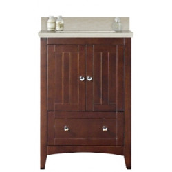 American Imaginations AI-19377 23.75-in. W Floor Mount Walnut Vanity Set For 3H8-in. Drilling Beige Top White UM Sink