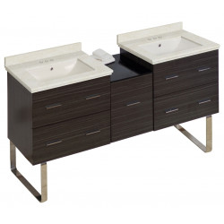 American Imaginations AI-18967 61.5-in. W Floor Mount Dawn Grey Vanity Set For 3H4-in. Drilling Biscuit UM Sink