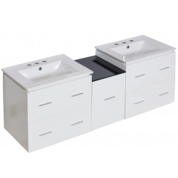 American Imaginations AI-18974 61.5-in. W Wall Mount White Vanity Set For 3H8-in. Drilling