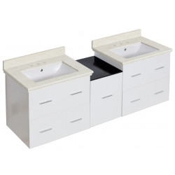 American Imaginations AI-18984 61.5-in. W Wall Mount White Vanity Set For 3H8-in. Drilling White UM Sink