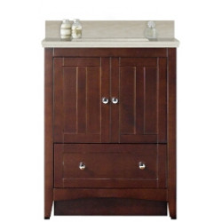 American Imaginations AI-19407 30.5-in. W Floor Mount Walnut Vanity Set For 3H4-in. Drilling Beige Top White UM Sink