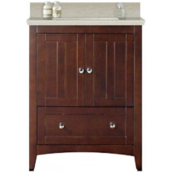 American Imaginations AI-19413 30.5-in. W Floor Mount Walnut Vanity Set For 1 Hole Drilling Beige Top Biscuit UM Sink