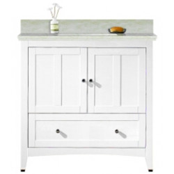 American Imaginations AI-19434 36-in. W Floor Mount White Vanity Set For 3H4-in. Drilling Beige Top White UM Sink
