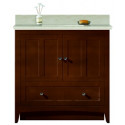 American Imaginations AI-19443 36-in. W Floor Mount Walnut Vanity Set For 3H4-in. Drilling Beige Top White UM Sink