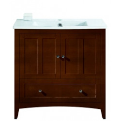 American Imaginations AI-19445 35.5-in. W Floor Mount Walnut Vanity Set For 1 Hole Drilling