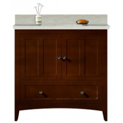 American Imaginations AI-19453 36-in. W Floor Mount Walnut Vanity Set For 3H4-in. Drilling Beige Top Biscuit UM Sink