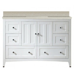 American Imaginations AI-19469 47.6-in. W Floor Mount White Vanity Set For 3H8-in. Drilling Beige Top Biscuit UM Sink
