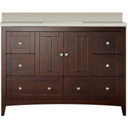 American Imaginations AI-19484 47.6-in. W Floor Mount Walnut Vanity Set For 1 Hole Drilling Beige Top White UM Sink