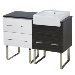 American Imaginations AI-19649 48.75-in. W Floor Mount White-Dawn Grey Vanity Set For 3H4-in. Drilling Black Galaxy Top