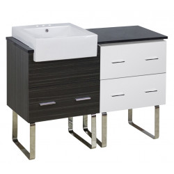 American Imaginations AI-19655 48.75-in. W Floor Mount White-Dawn Grey Vanity Set For 3H4-in. Drilling Black Galaxy Top