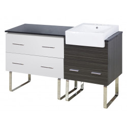 American Imaginations AI-19661 60.75-in. W Floor Mount White-Dawn Grey Vanity Set For 3H4-in. Drilling Black Galaxy Top