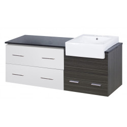 American Imaginations AI-19664 60.75-in. W Wall Mount White-Dawn Grey Vanity Set For 3H4-in. Drilling Black Galaxy Top