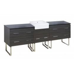American Imaginations AI-19696 96.25-in. W Floor Mount Dawn Grey Vanity Set For 1 Hole Drilling Black Galaxy Top
