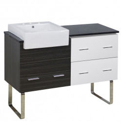American Imaginations AI-19737 48.75-in. W Floor Mount White-Dawn Grey Vanity Set For 3H8-in. Drilling Black Galaxy Top