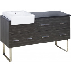 American Imaginations AI-19757 60.75-in. W Floor Mount Dawn Grey Vanity Set For 3H4-in. Drilling Black Galaxy Top