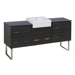 American Imaginations AI-19786 76.25-in. W Floor Mount Dawn Grey Vanity Set For 1 Hole Drilling Black Galaxy Top